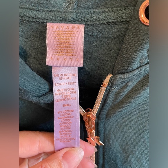 Savage X Fenty Hooded Jumpsuit Pajamas One Piece Lounge Rihanna size small Green - Picture 4 of 6